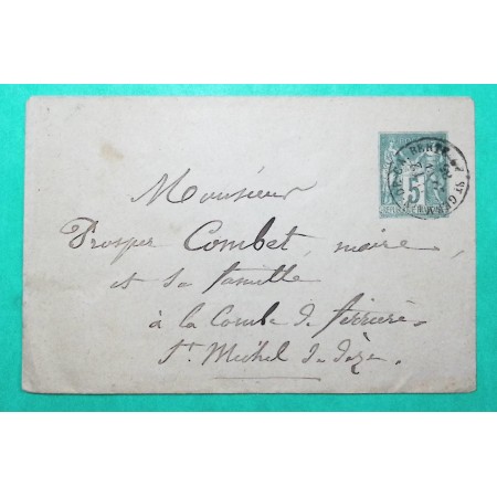 ENTIER SAGE 5C VERT CAD TYPE 16 ST GERMAIN DE CALBERTE LOZERE POUR ST MICHEL DE DEZE 1885