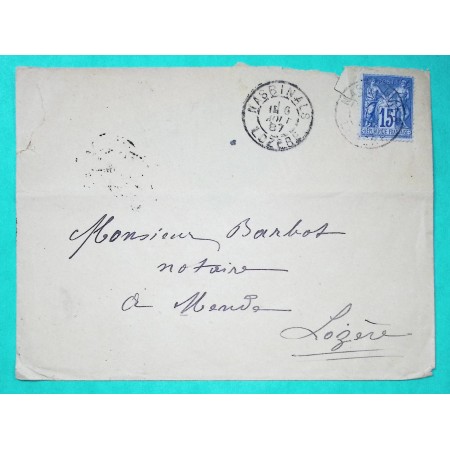 N°90 SAGE CAD TYPE A NASBINALS LOZERE POUR MENDE 1887