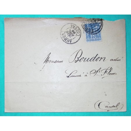 N°90 SAGE CAD TYPE A AUMONT LOZERE POUR ST FLOUR CANTAL 1896