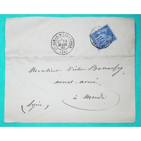 N°90 SAGE CAD TYPE 17 ST ALBAN SUR LIMANIOLE LOZERE POUR MENDE 1882