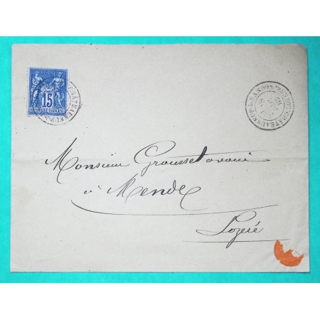 N°90 SAGE CAD TYPE 18 CHATEAUNEUF DE RANDON LOZERE POUR MENDE 1882