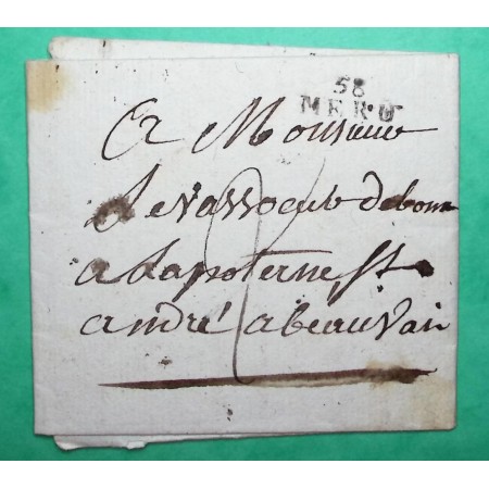 MARQUE 58 MERU OISE POUR BEAUVAIS 19x8 1810 LETTRE COVER FRANCE