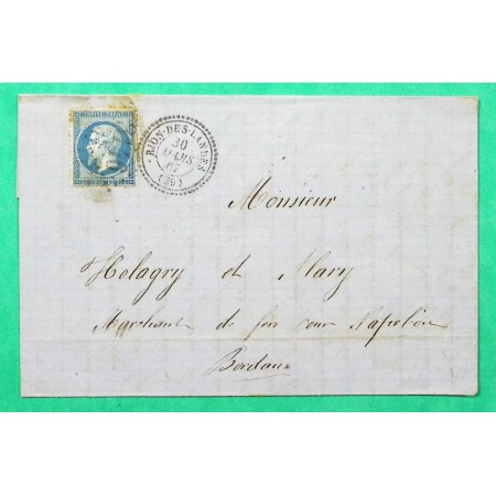 N°22 GC 3146 CAD TYPE 22 RION DES LANDES POUR BORDEAUX GIRONDE 1867