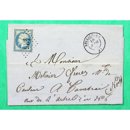 N°22 GC 435 BELLICOURT AISNE POUR CAMBRAI NORD 1867