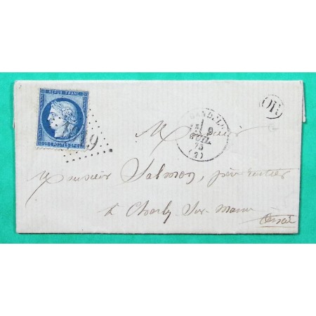 N°60A GC 1619 GANDELU AISNE OR ORIGINE RURALE HAUTEVESNES POUR CHARLY 1875