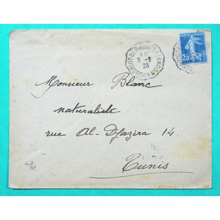 N°140 SEMEUSE CONVOYEUR LIGNE BOURRIOT BERGONCE A LANGON POUR TUNIS TUNISIE 1923