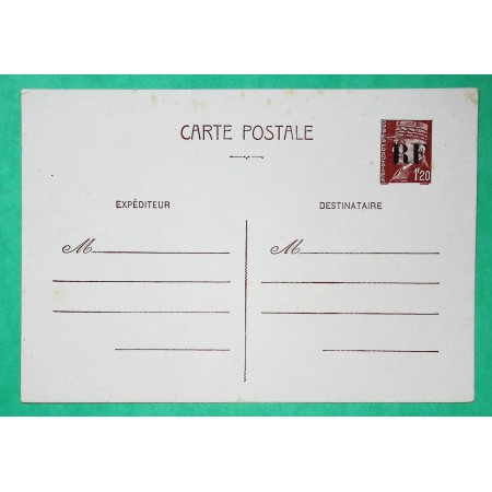 ENTIER 1F20 PETAIN SURCHARGE RF CARTE POSTALE NEUF