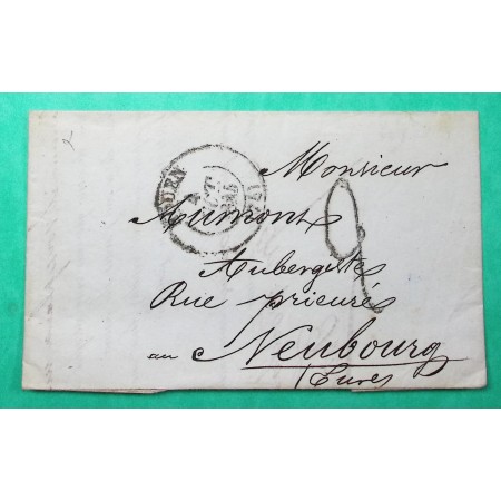 CAD TYPE 13 ROUEN SEINE INFERIEURE TAXE TAMPON 2 FABRICATION LOCALE POUR NEUBOURG EURE 1844