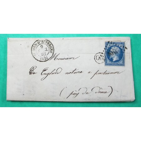 N°14B PC 3044 ST DIER D'AUVERGNE PUY DE DOME OR ORIGINE RURALE CHAVAROT POUR PONTAUMUR 1862