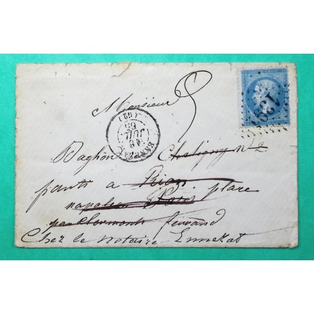 N°22 GC 1391 ENNEZAT PUY DE DOME POUR CLERMONT FERRAND REEXP ENNEZAT 1865