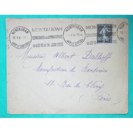 N°193 SEMEUSE KRAG MONTAUBAN CONCOURS DE GYMNASTIQUE 12 13 ET JUIN 1926 TARN ET GARONNE