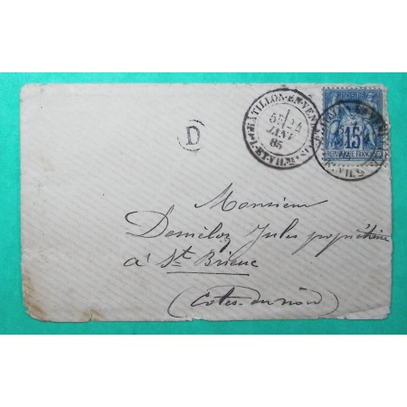 N°90 SAGE CAD TYPE 18 CHATILLON EN VENDELAIS ILLE ET VILAINE POUR ST BRIEUC COTES DU NORD 1885