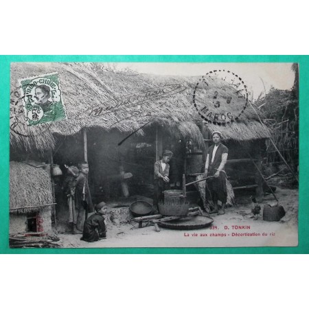 CARTE POSTALE 5C INDOCHINE HANOÏ POUR TAFORALT MAROC 1913