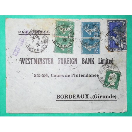 N°140 x2 + 159 x2 + 171 + 214 SEMEUSE PASTEUR ARTS DECORATIFS LEVEE EXCEPTIONNELLE EXPRESS PARIS DEVANT DE LETTRE 1925