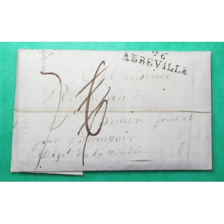 MARQUE 76 ABBEVILLE SOMME TEXTE PRIX FACTURE CORDAGE CORDE POUR BEAUVOIR VENDEE PERIODE REVOLUTIONNAIRE 1801