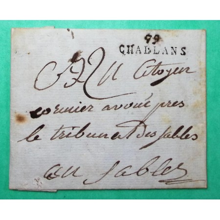 MARQUE 79 CHALLANS VENDEE POUR LES SABLES D'OLONNE PERIODE REVOLUTIONNAIRE 31x8 1802