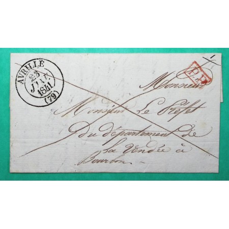 CAD TYPE 13 AVRILLE VENDEE DEPART ST CYR EN TALMONDAIS PP PORT PAYE POUR LA ROCHE SUR YON 1841