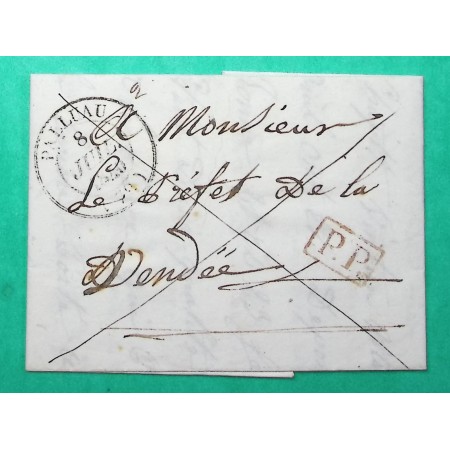 CAD TYPE 14 PALLUAU VENDEE DEPART AIZENAY PP PORT PAYE POUR LA ROCHE SUR YON 1840