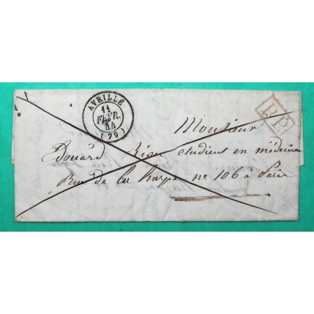 CAD TYPE 15 AVRILLE VENDEE PP PORT PAYE POUR PARIS 1844