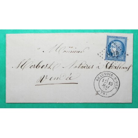N°60A GC 408 BEAUVOIR SUR MER VENDEE POUR CHALLANS 1872