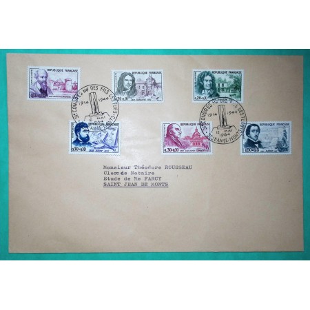 N°1257 A 1262 SERIE CELEBRITES SUR LETTRE 31ème CONGRES DES FILS DES TUES ST JEAN DE MONTS VENDEE 1964