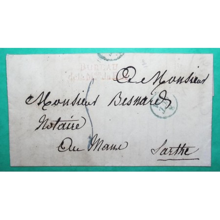 MARQUE BUREAU DE LA MAISON DU ROI ROUGE PARIS POUR LE MANS SARTHE 1831 LETTRE COVER FRANCE