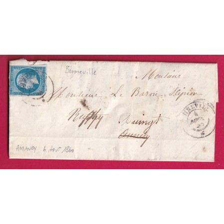 N°14 SARDE SUR FRANCE BONNEVILLE HAUTE SAVOIE 4 AOUT 1860 POUR DUINGT ANNECY TEXTE DE AMANCY