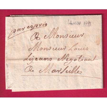 LETTRE DE LANCON BOUCES DU RHONE 1793 MENTION PAR EXPRESS POUR MARSEILLE