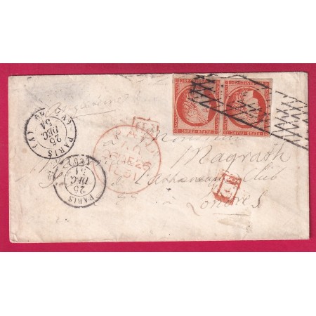 N°5 GRILLE SANS FIN PARIS BUREAU A POUR LONDRES 1851 TB CERTIFICAT RHP