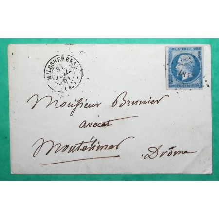 N°14B PC 1847 MALESHERBES LOIRET POUR MONTELIMAR DROME 1861 LETTRE COVER FRANCE
