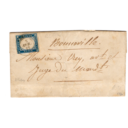SARDE 20C EFFLEURE ALBENS 2 AVR 1857 LETTRE POUR BONNEVILLE SIGNE CALVES