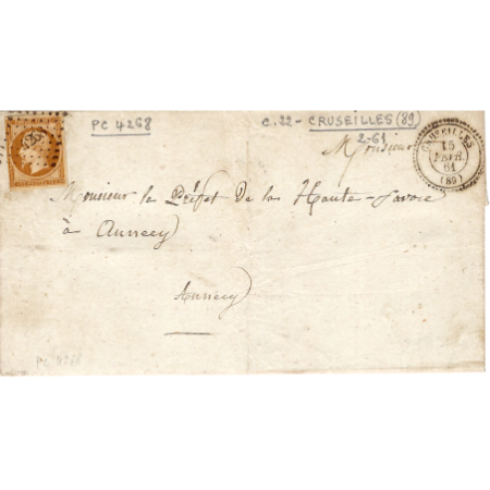 N° 13 TYPE 22 CRUSEILLES 15 FEVR 1961 LETTRE POUR ANNECY