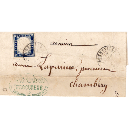 SARDE 20C BONNEVILLE 1858 LETTRE POUR CHAMBERY SAVOIE