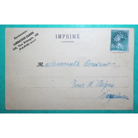 N°159 SEMEUSE PREOBLITERE BELLE CARTE POSTALE PRIVEE LIBRAIRIE CARUS PARIS POUR TOUR D'AIGUES VAUCLUSE COVER FRANCE
