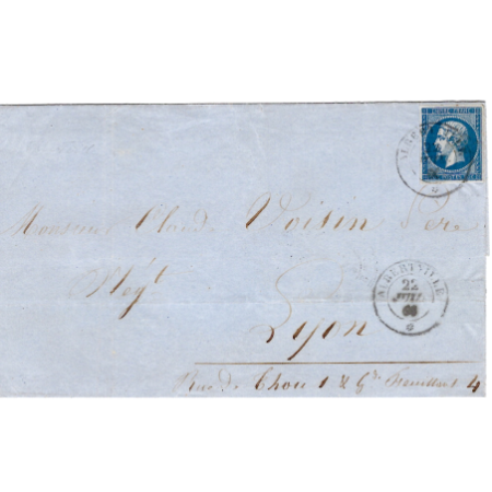 FRANCE N° 14 BELLES MARGES CACHET SARDE ALBERTVILLE 22 JUIL 1860 + CERTIFICAT