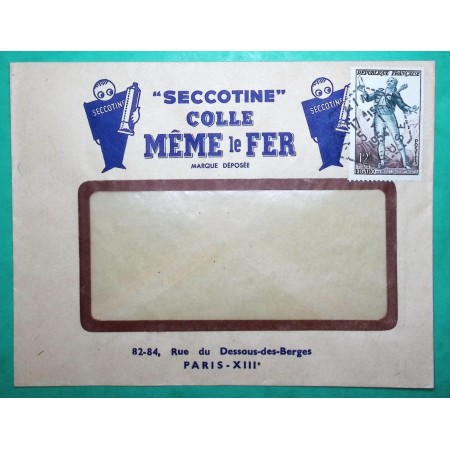 N°957 FIGARO ENVELOPPE PUB COLLE SECCOTINE COLLE MEME LE FER PARIS 1954 LETTRE COVER FRANCE