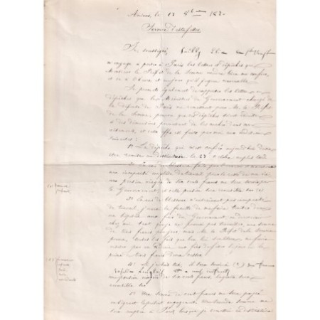GUERRE 1870 EXCEPTIONNEL CONTRAT D'UN PASSEUR PENDANT LE SIEGE DE PARIS FAIT A AMIENS PRFET DE LA SOMME 13 OCT ...