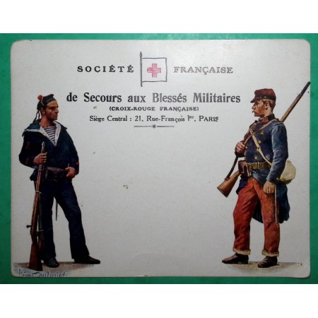 BELLE CARTE POSTALE CROIX ROUGE SOCIETE FRANCAISE DE SECOURS AUX BLESSES MILITAIRE NON VOYAGE WW1 COVER FRANCE