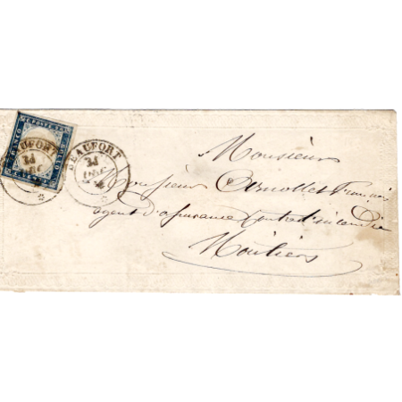 SARDE 20C  BELLES MARGES BEAUFORT 31 DEC 1859 ENVELOPPE VALENTINE RARE