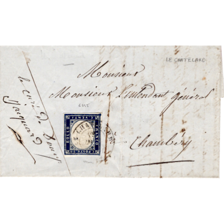 SARDE 20C EFFLEURE LETTRE CHATELARD 1858 POUR CHAMBERY SAVOIE