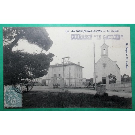 N°111 BLANC GRIFFE CUIRASSE LE GAULOIS CARTE POSTALE ANTIBES JUAN LES PINS POUR LORIENT MORBIHAN 1906 COVER FRANCE