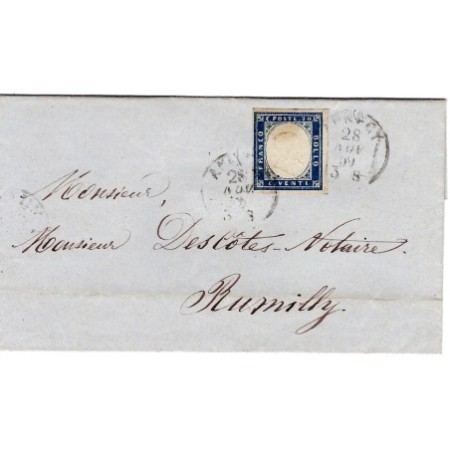 SARDE 20C  BELLES MARGES ANNECY 28 NOV 1859 LETTRE POUR RUMILLY HAUTE SAVOIE