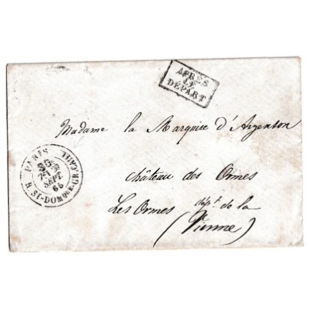 PARIS CACHET TAXE 30C R ST DOMque GR CAILLOUX POUR LES ORMES VIENNE 1866