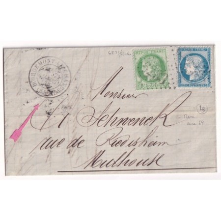 N°60 + 53 GC 6233 ROUGEMONT LE CHATEAU HAUT RHIN ERREUR DEPARTEMENT 69 HAUTE SAONE CAD TYPE 17 POUR MULHOUSE  ...