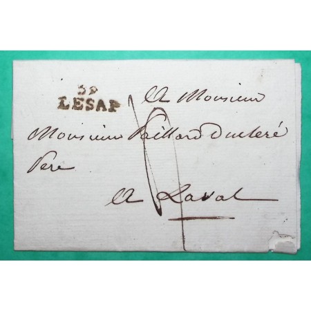 MARQUE 59 LE SAP ORNE POUR LAVAL MAYENNE 22x9 1821 LETTRE COVER FRANCE