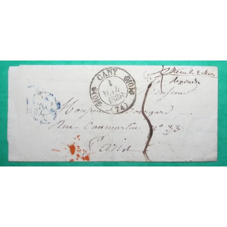 CAD TYPE 11 CANY SEINE INFERIEURE POUR PARIS 1838 LETTRE COVER FRANCE