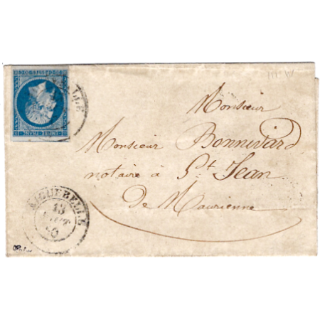 N° 14 CACHET SARDE AIGUEBELLE 13 AOUT 1860 LETTRE SIGNE CALVES