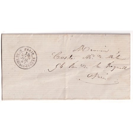 PARIS CACHET TAXE 15C R DU PRINCE EUGENE 1867 POUR PARIS