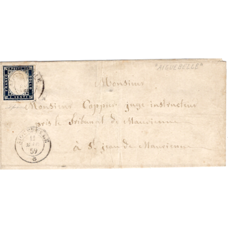 SARDE 20C BELLES MARGES LETTRE AIGUEBELLE 11 MAR 1859 POUR ST JEAN SAVOIE