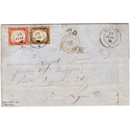 SARDE 40C+10C  CLUSES 29 JUIL 1858 LETTRE POUR LYON
